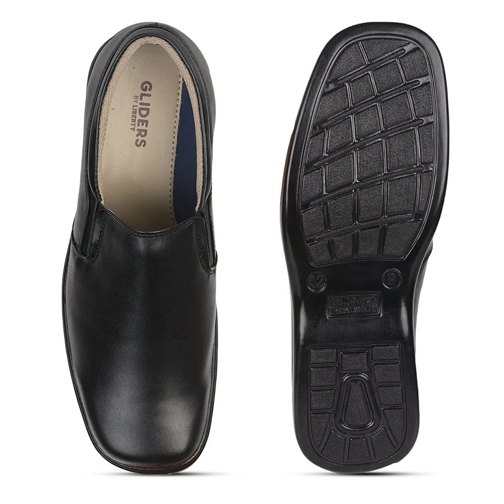 Gliders (Black) Formal Slip on Shoes For Men 2042-01 By Liberty