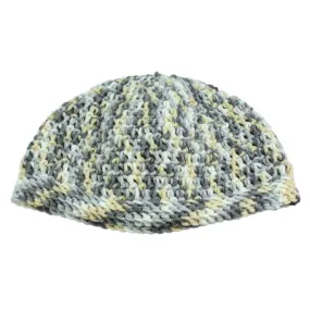 Gray White Yellow Crochet Beanie Hat Small/Medium - JMCH16SM