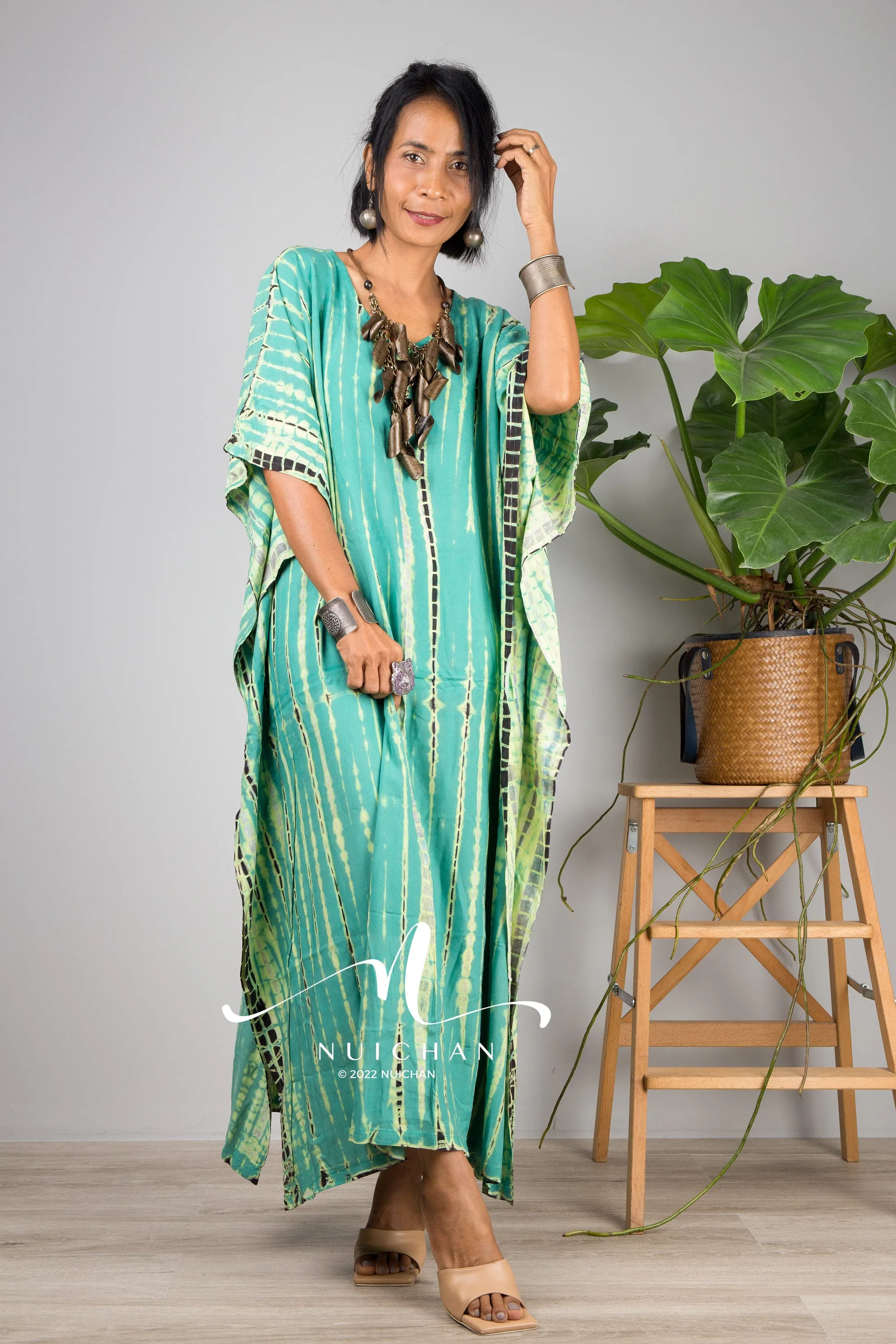 Green Tie dye kaftan