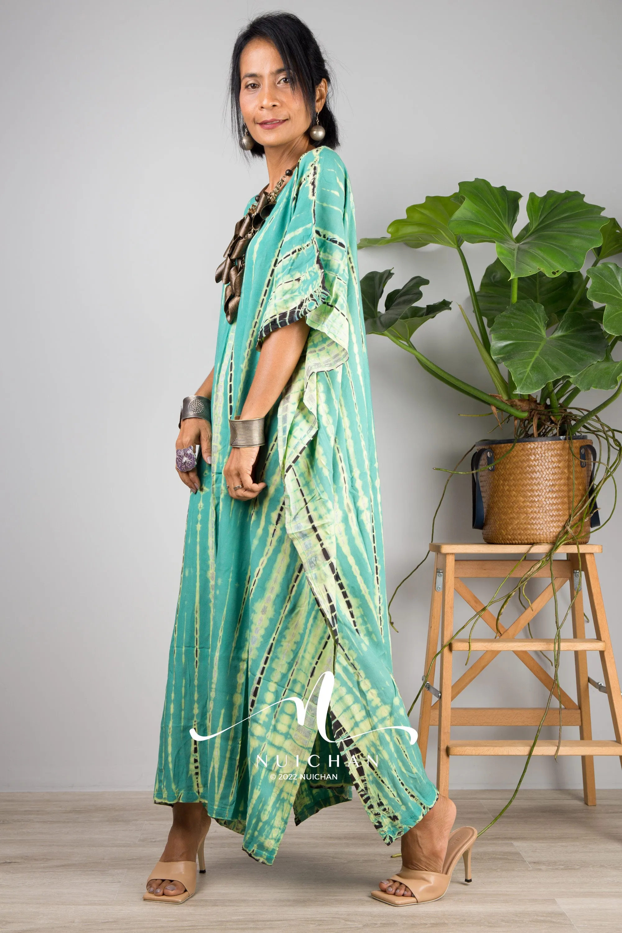 Green Tie dye kaftan