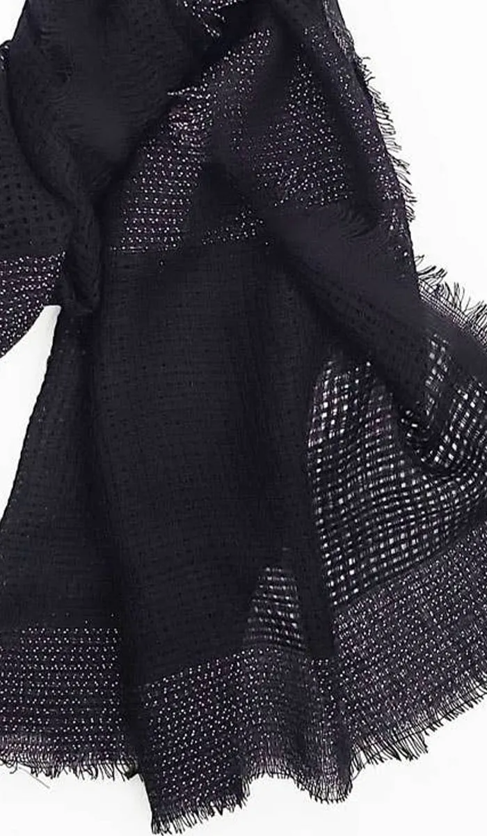 Hawa Non-slip Mesh Shimmer Wrap Hijab - Black