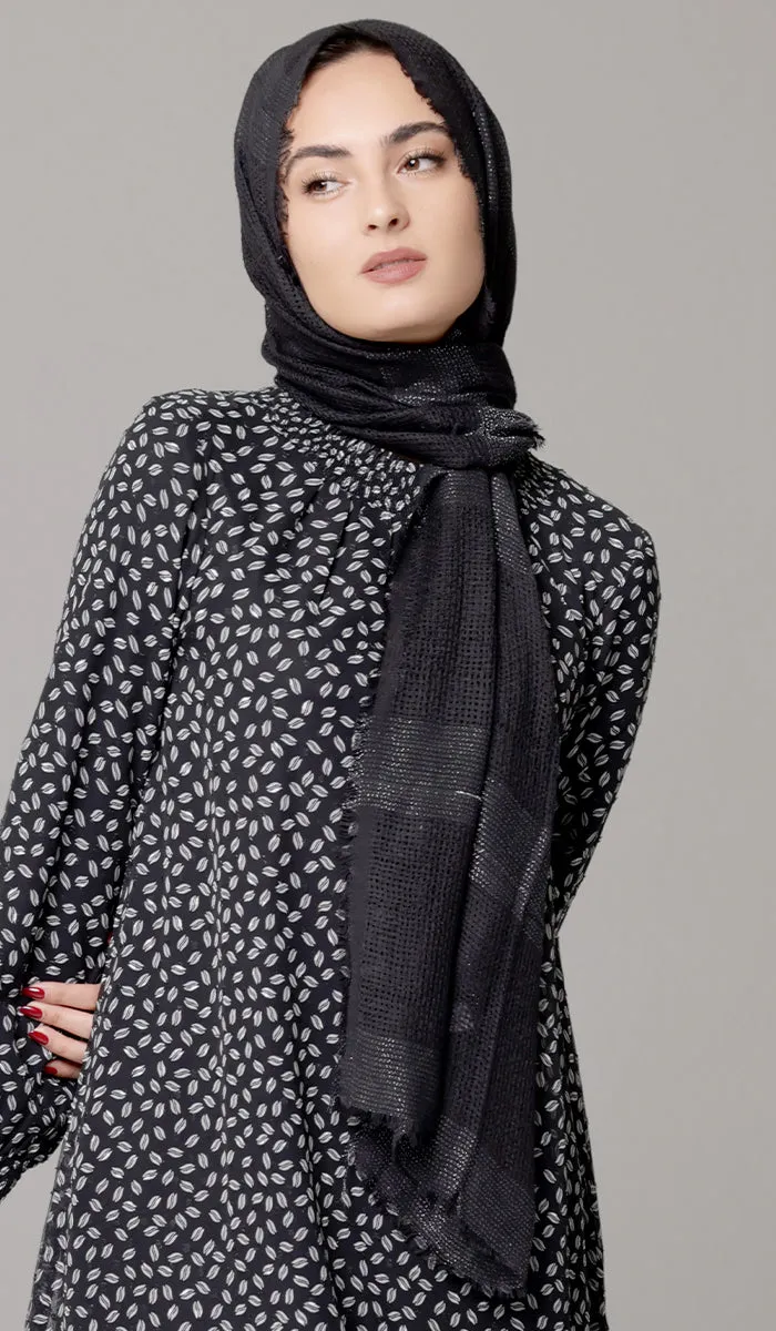 Hawa Non-slip Mesh Shimmer Wrap Hijab - Black