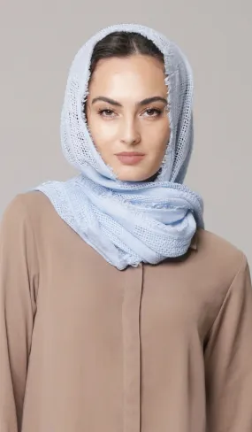 Hawa Non-slip Mesh Shimmer Wrap Hijab - Sky Blue