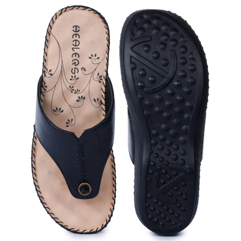 Healers By Liberty DR-519 Comfort Black Slippers For Women