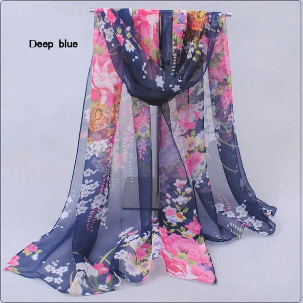 Hot wonderful flower long soft scarfs wrap shawl for elegant women han edition scarf scarves shawls