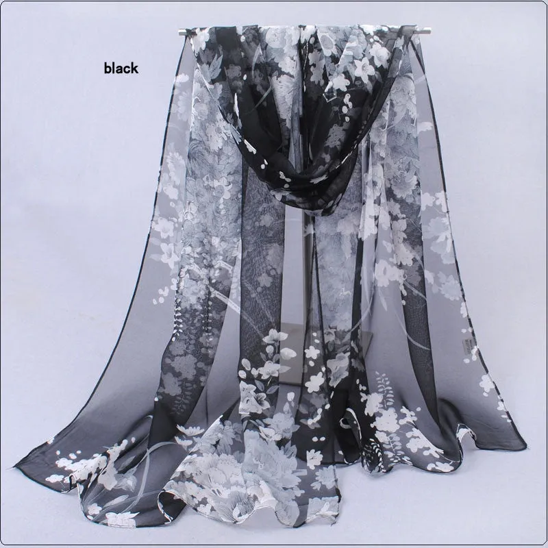 Hot wonderful flower long soft scarfs wrap shawl for elegant women han edition scarf scarves shawls