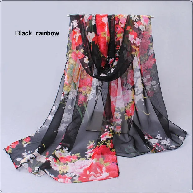 Hot wonderful flower long soft scarfs wrap shawl for elegant women han edition scarf scarves shawls