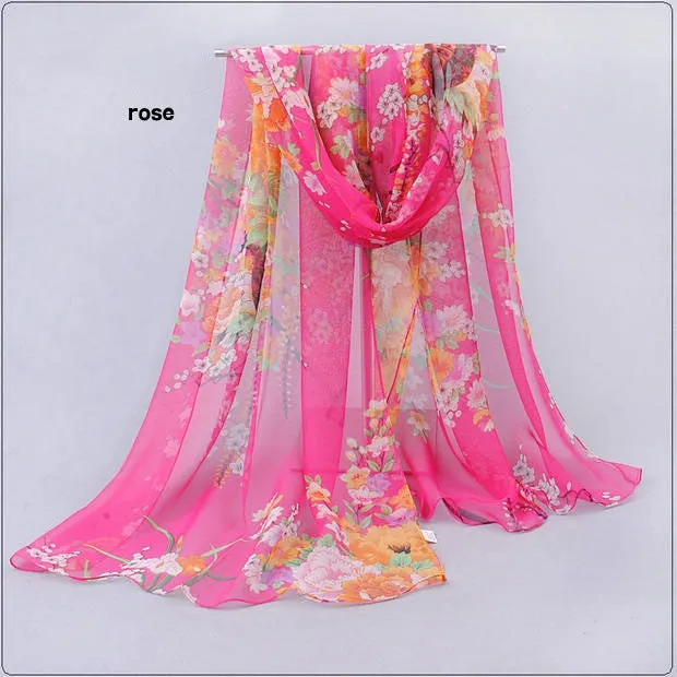 Hot wonderful flower long soft scarfs wrap shawl for elegant women han edition scarf scarves shawls