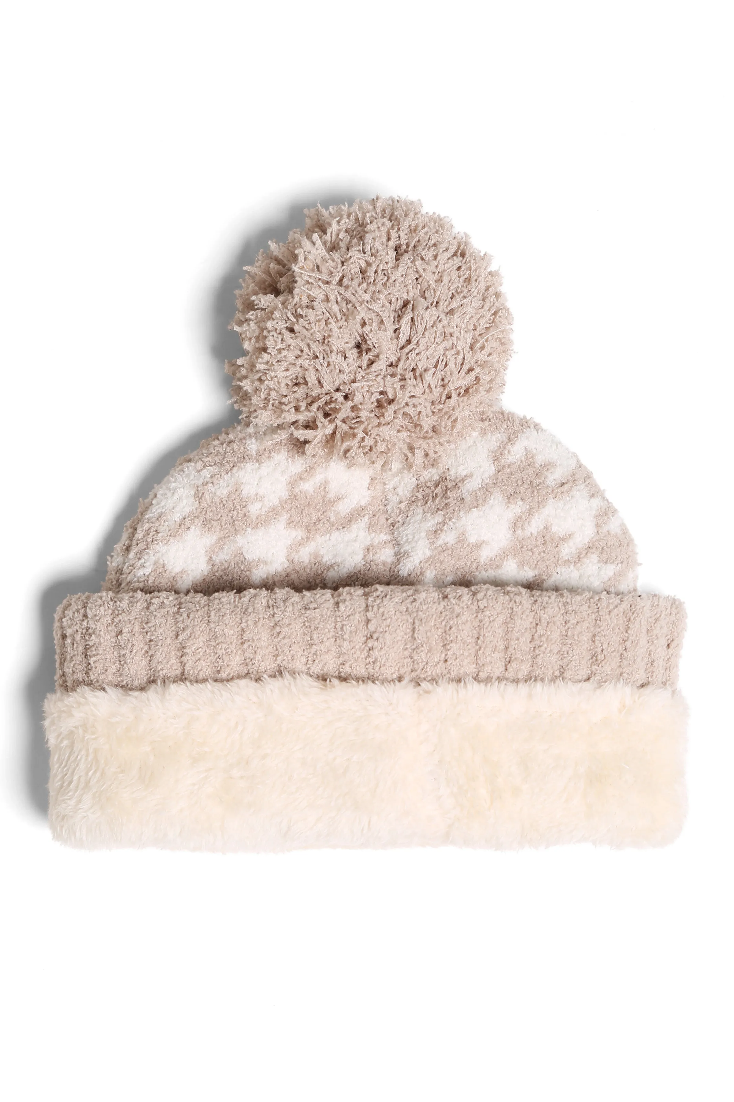 Houndstooth Beanie w/ Pom Pom *DEAL-COUPON EXCLUDED