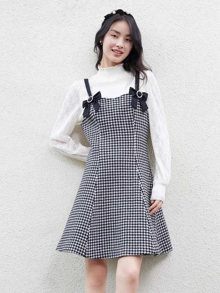 Houndstooth Coat Slip Dress