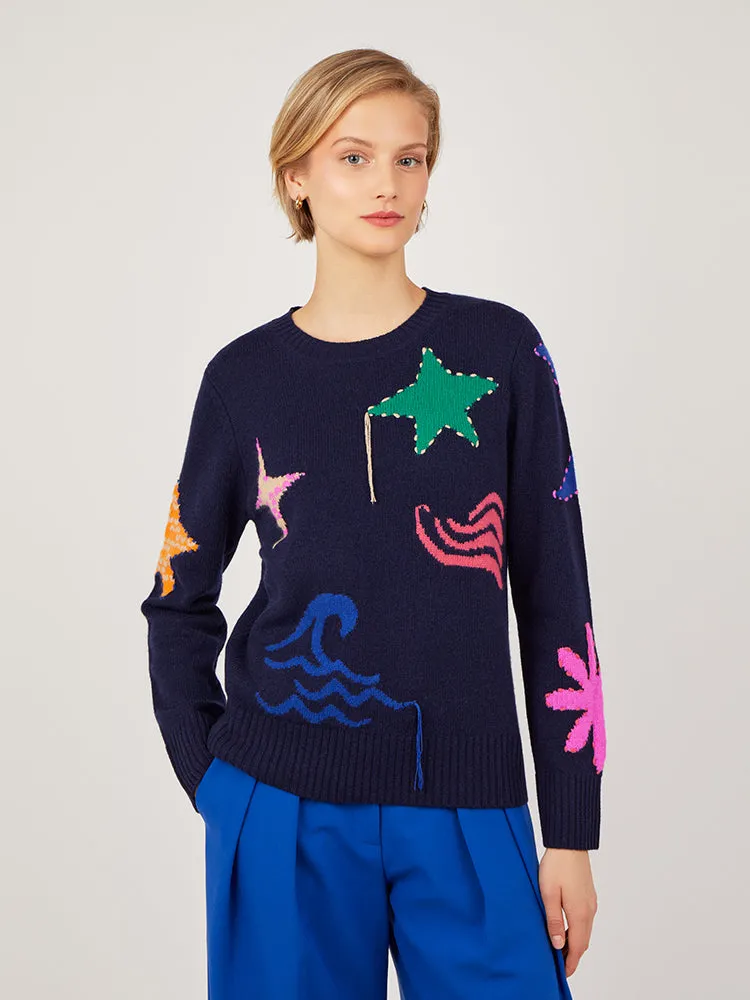 Inanna Navy Wool Cashmere Jumper