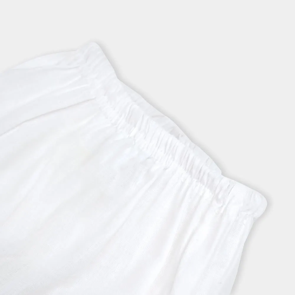 Infant  Girls Culottes With Lace - White