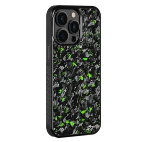 iPhone 14 Pro Real Green Flake Forged Carbon Fiber Phone Case | CLASSIC Series