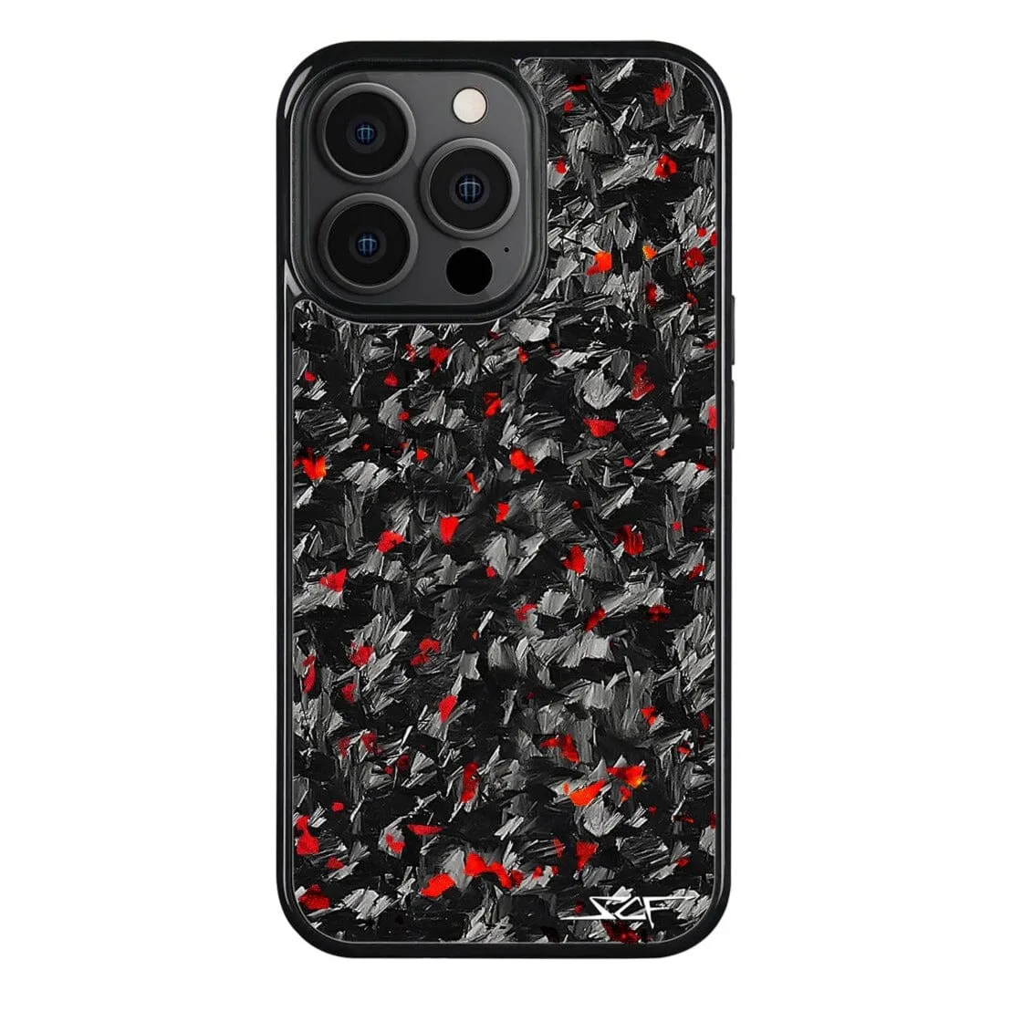 iPhone 14 Pro Real Red Flake Forged Carbon Fiber Phone Case | CLASSIC Series