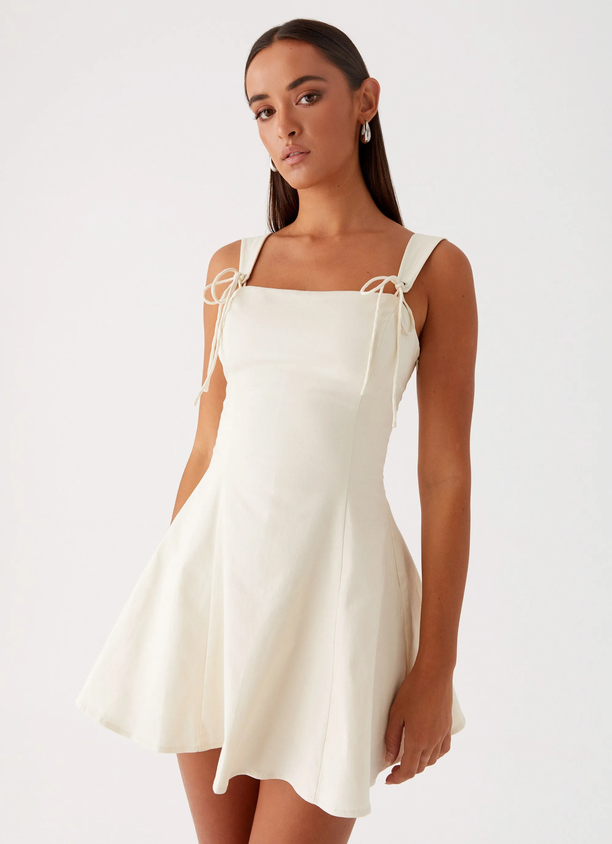 Jamaya Tie Mini Dress - Ivory