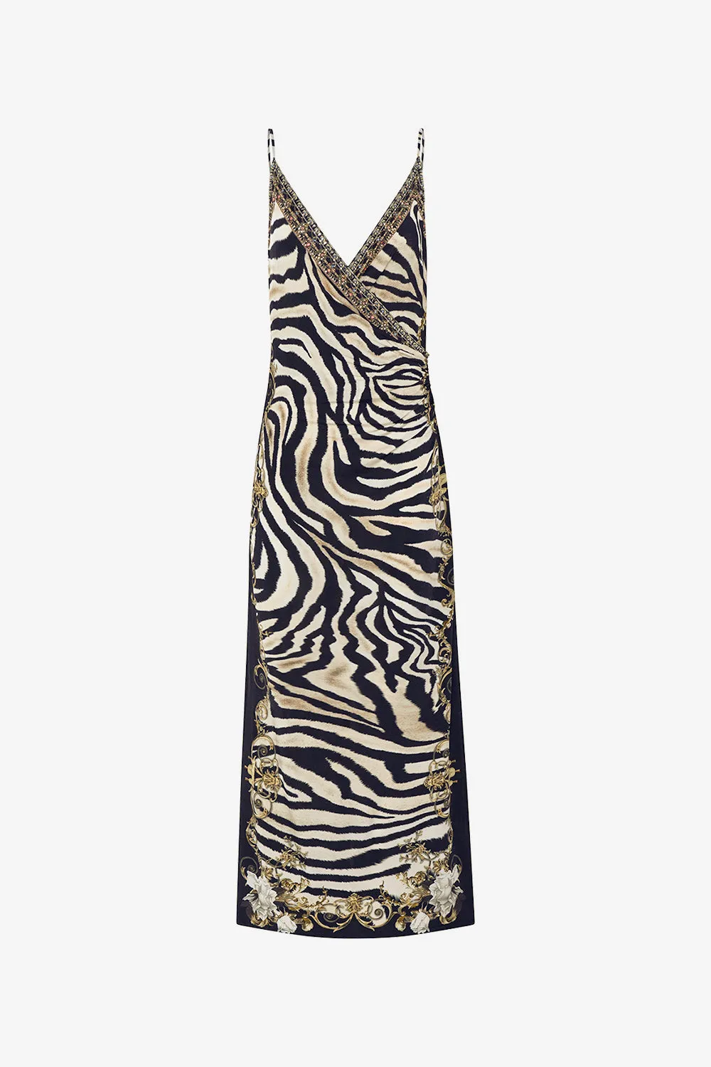 JERSEY WRAP FRONT SLIP DRESS EARN YOUR STRIPES