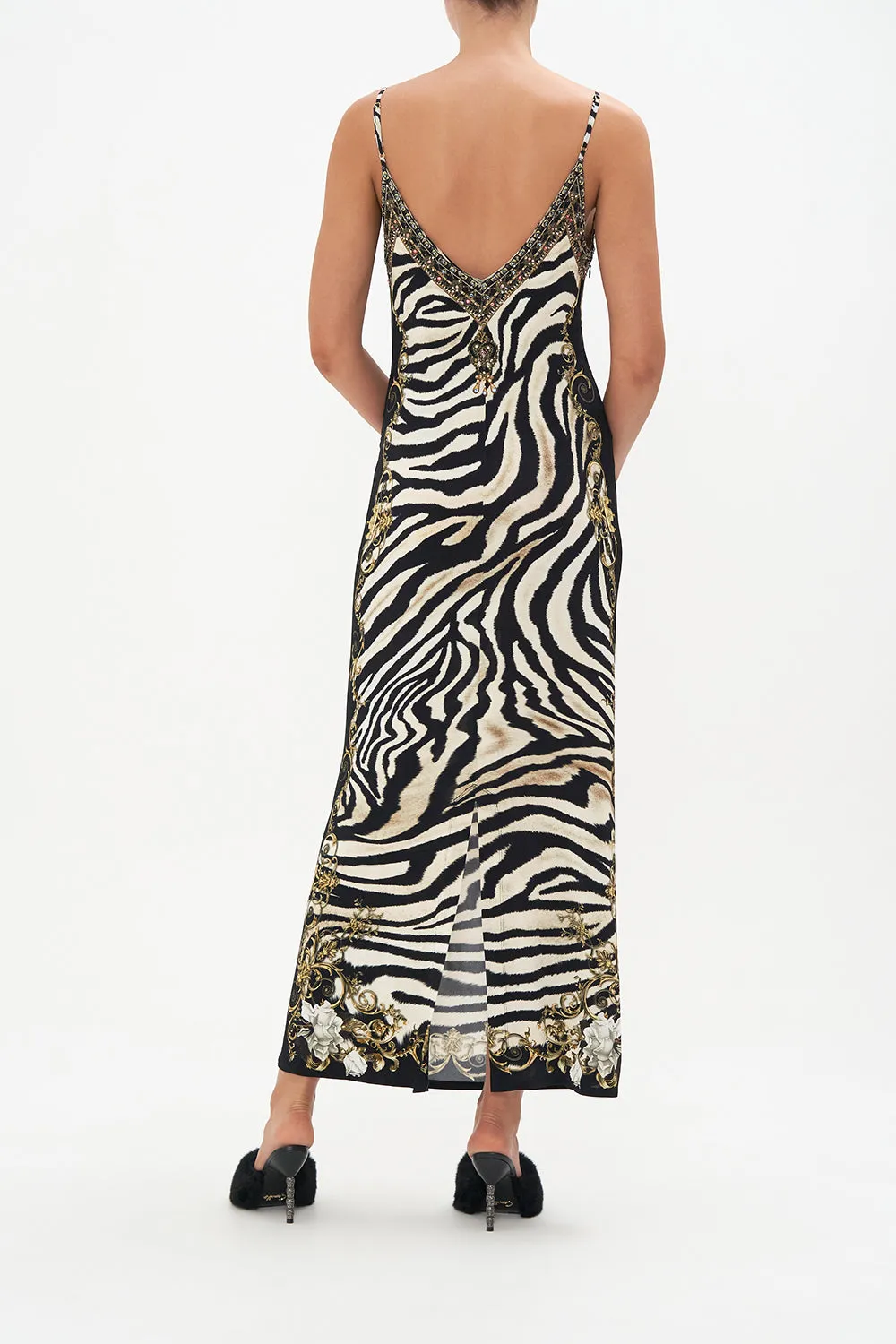 JERSEY WRAP FRONT SLIP DRESS EARN YOUR STRIPES