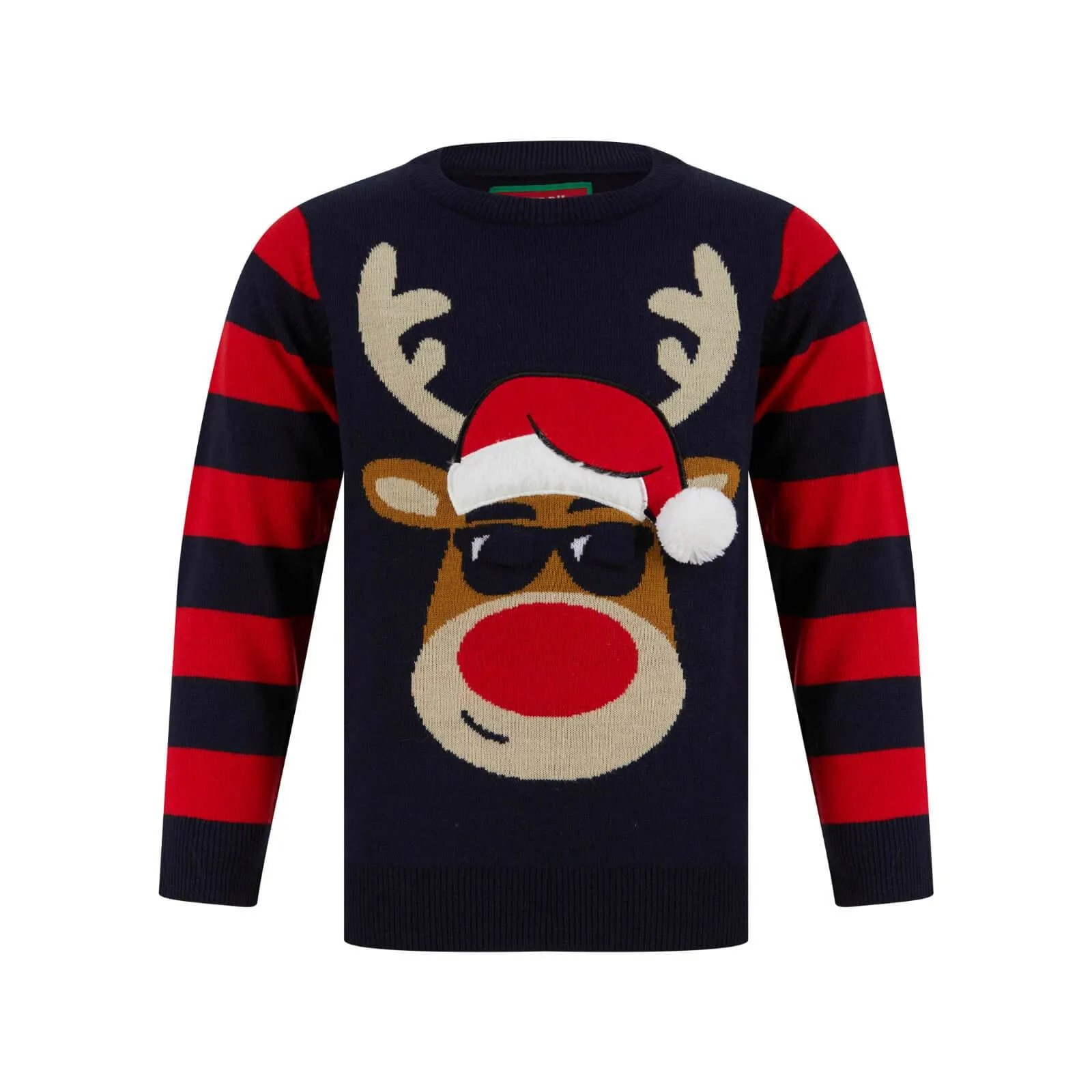 Kids LED Reindeer Christmas Jumper With Light Up Shades