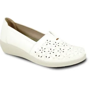 KOZI Women Comfort Casual Shoe OY3243 Wedge Slip-On Loafer White