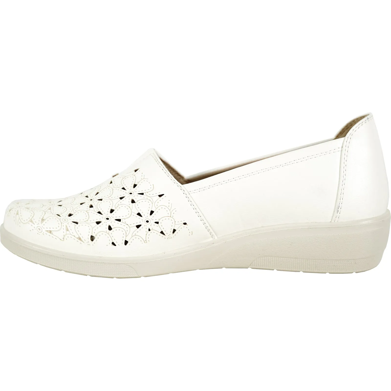 KOZI Women Comfort Casual Shoe OY3243 Wedge Slip-On Loafer White