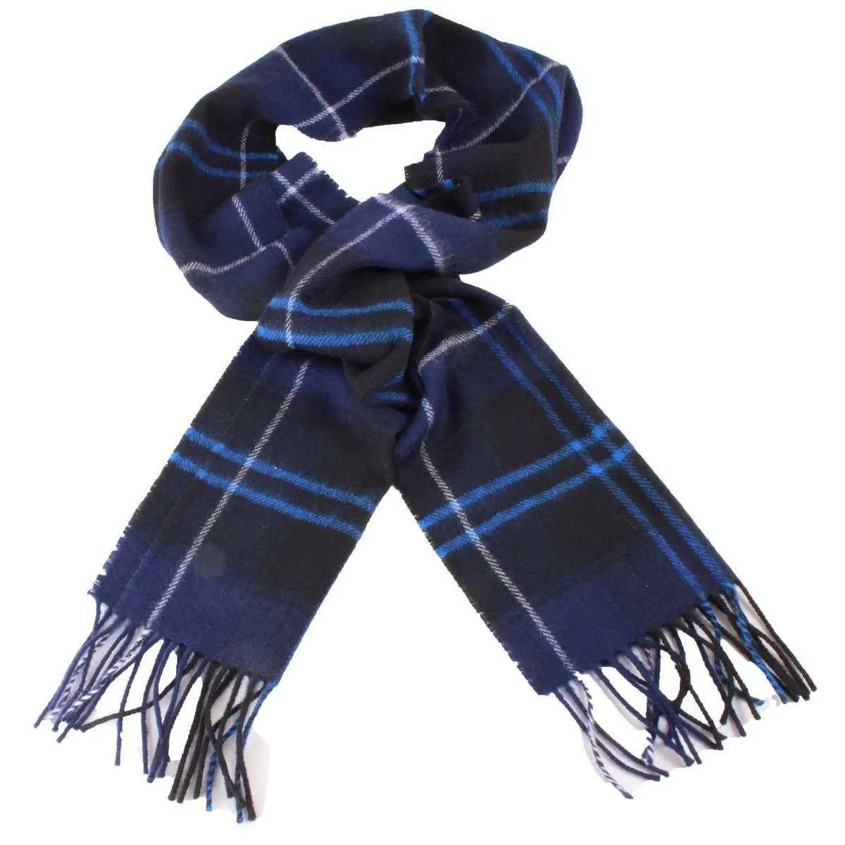 Locharron of Scotland Bowhill The Patriot Modern Lambswool Tartan Scarf - Blue/Black