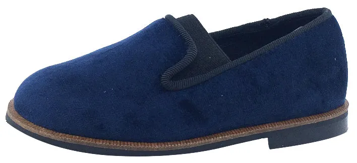 Luccini Boy's and Girl's Slip-On Smoking Loafer (Marino Navy Velvet)