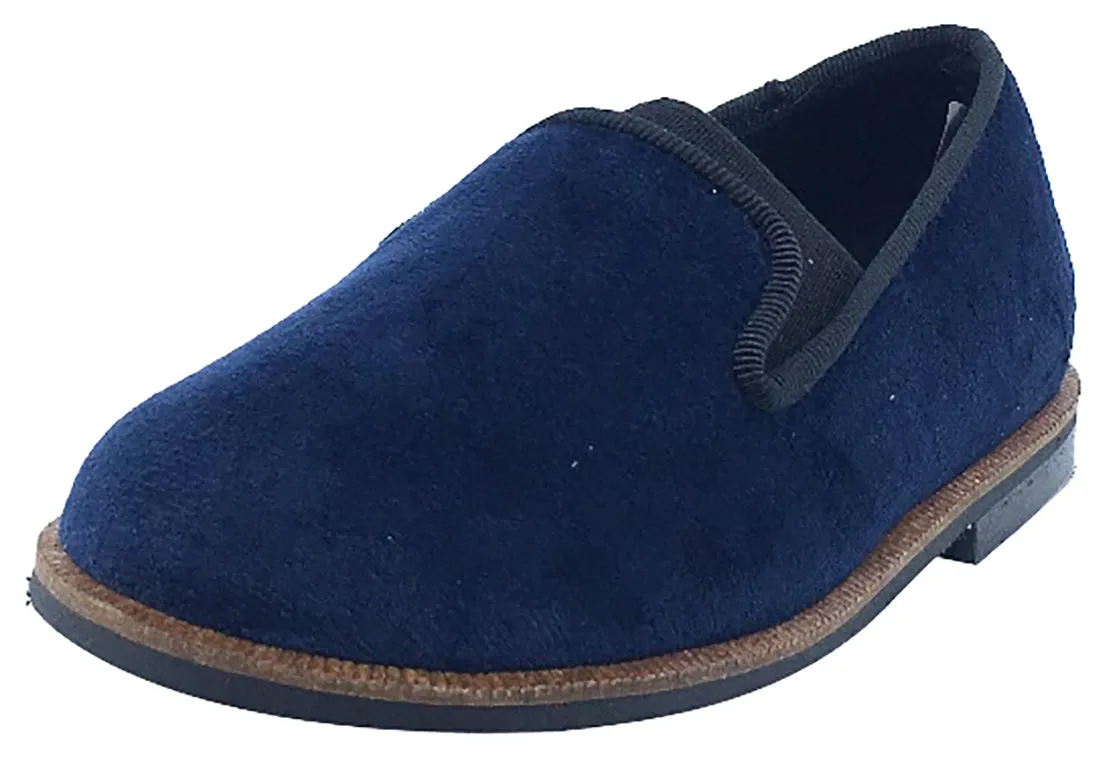 Luccini Boy's and Girl's Slip-On Smoking Loafer (Marino Navy Velvet)