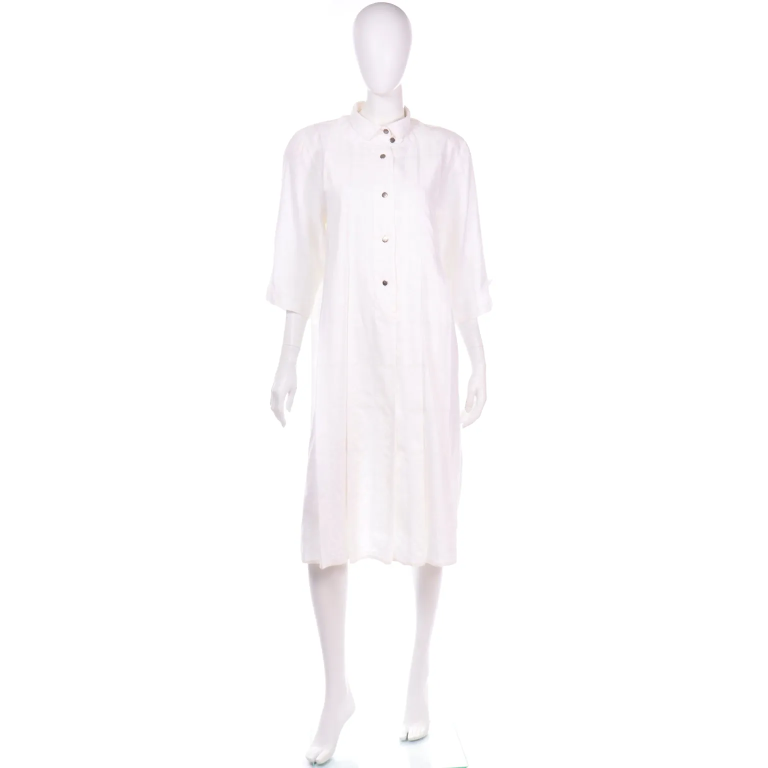 Marika Blu Vintage Cotton Linen White Dress Made in Italy