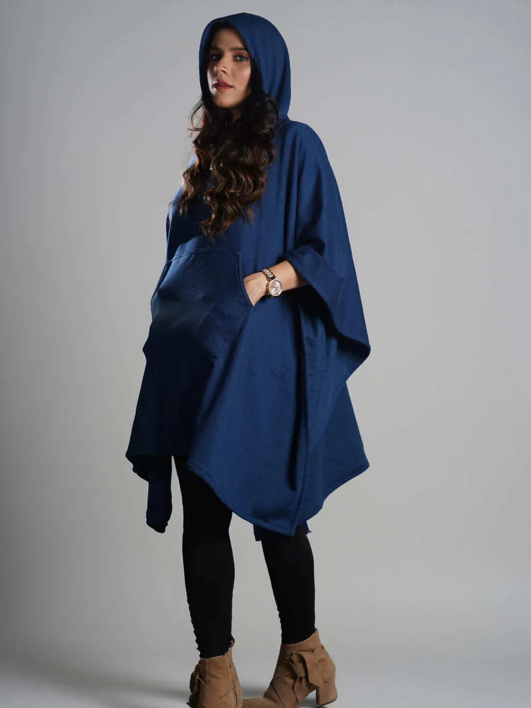 MarineBlue Poncho Hoodie