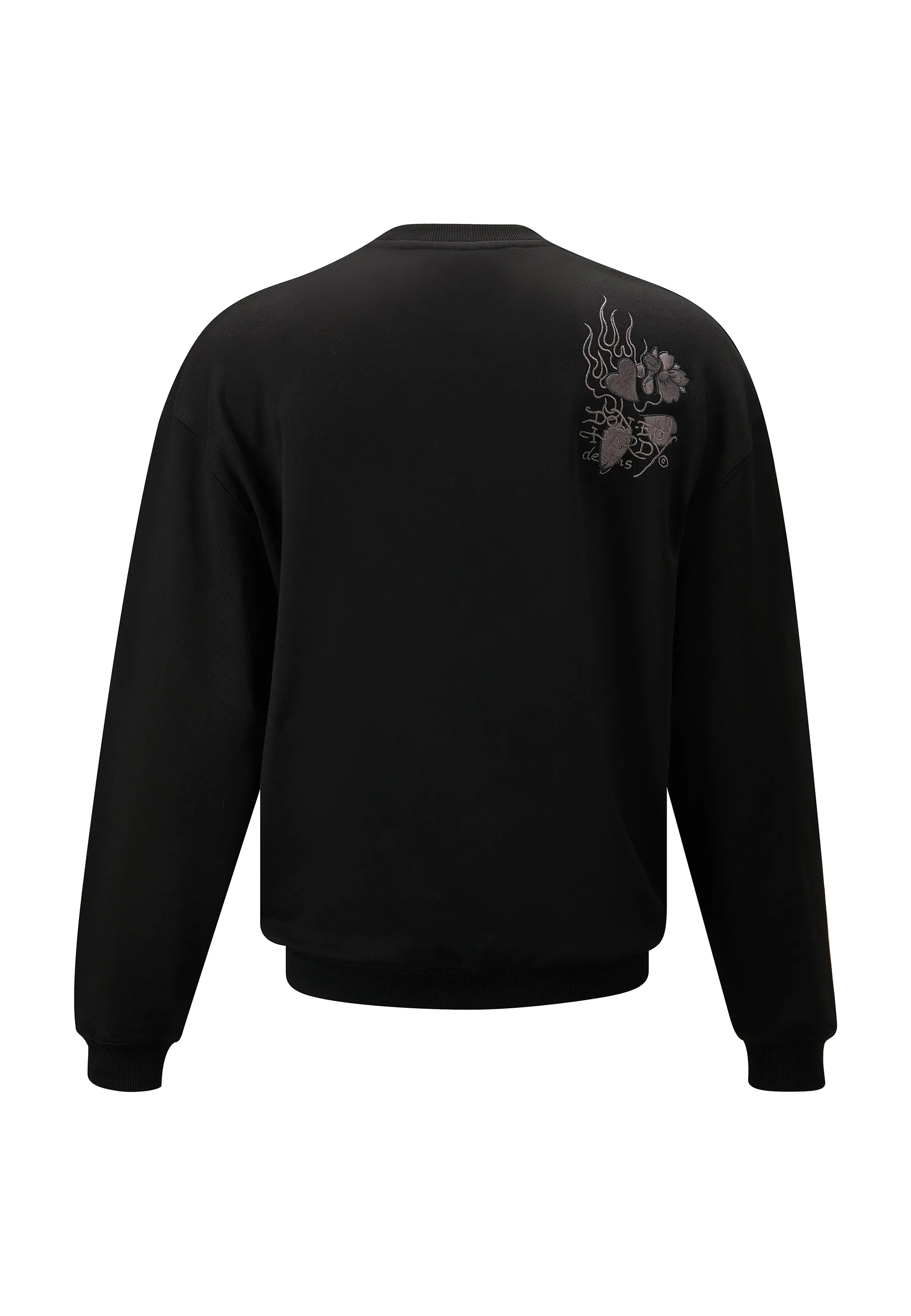 Mens Vintage-Drag-Logo Crew Neck Jumper - Black