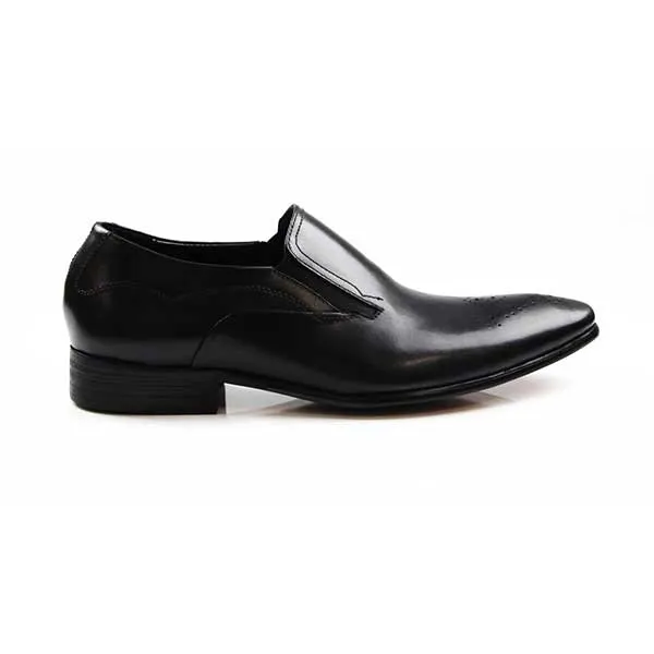 Mens Zasel Christian Black Leather Slip On Shoes