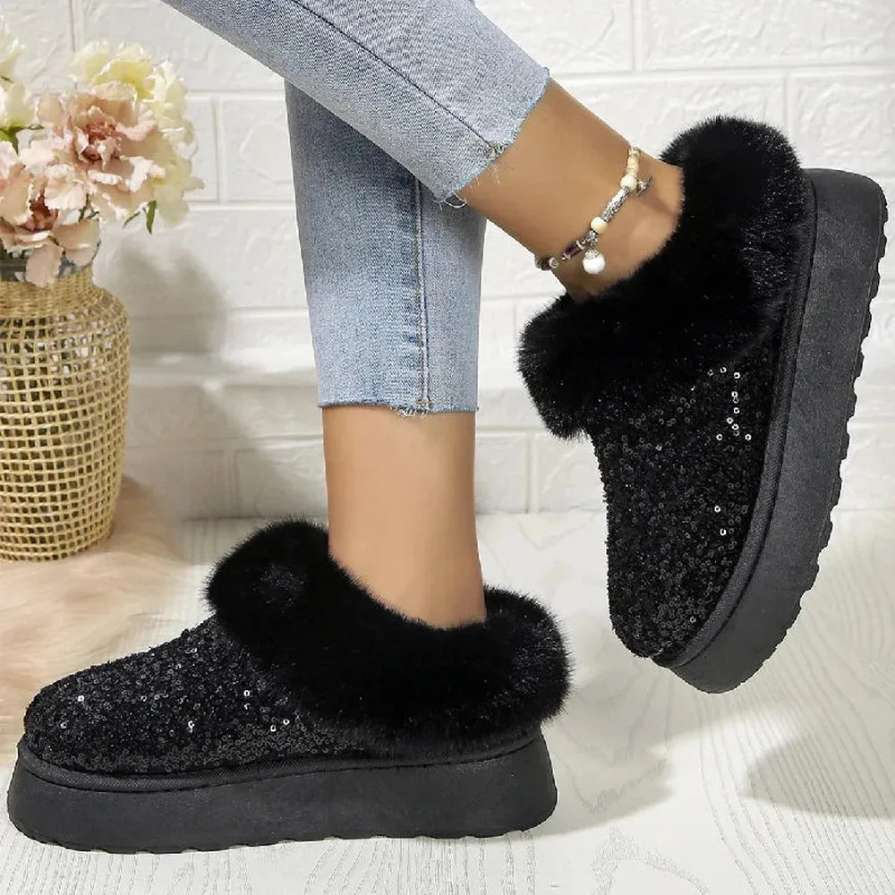 Merendy Yasahby Round Toe Slip-on Faux Fur slippers