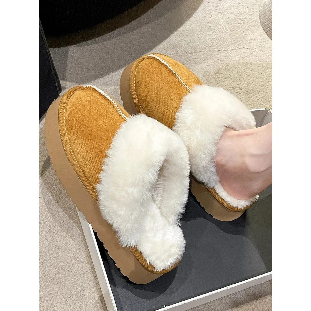 Merendy Yasahby Round Toe Slip-on Faux Fur slippers