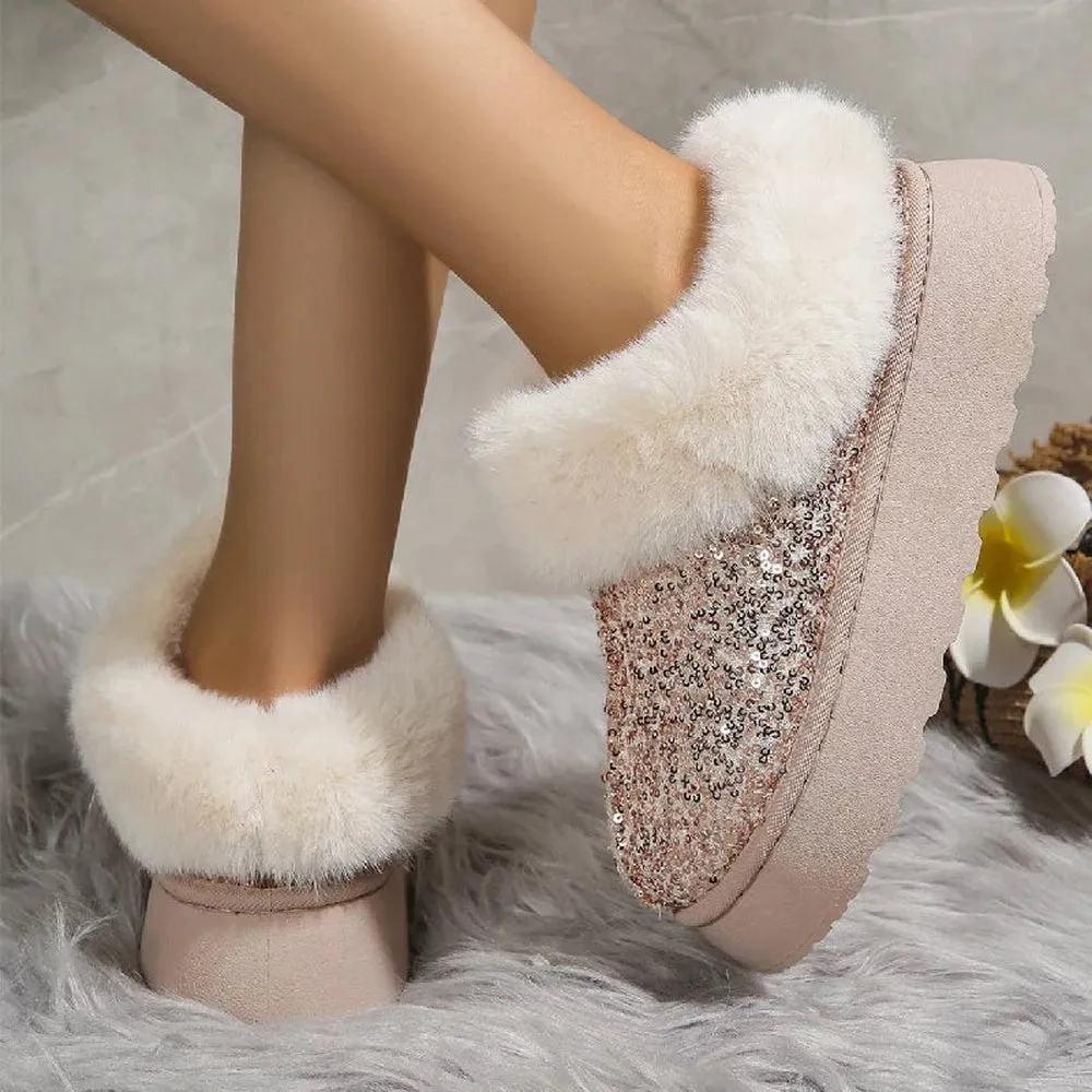 Merendy Yasahby Round Toe Slip-on Faux Fur slippers