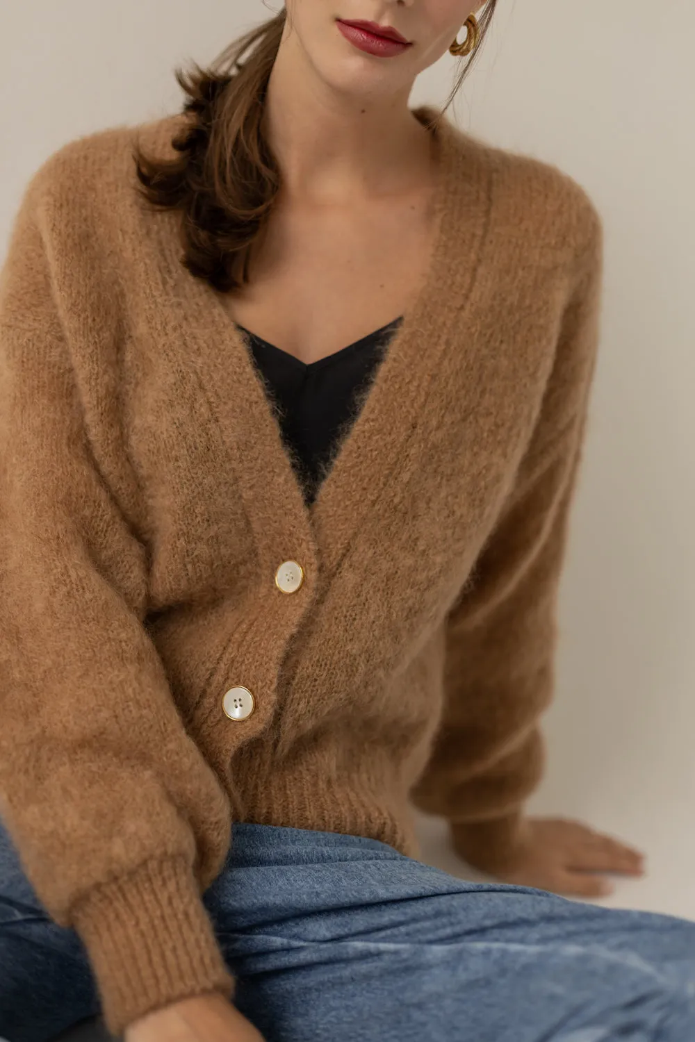 Mia Mohair Cardigan Caramel