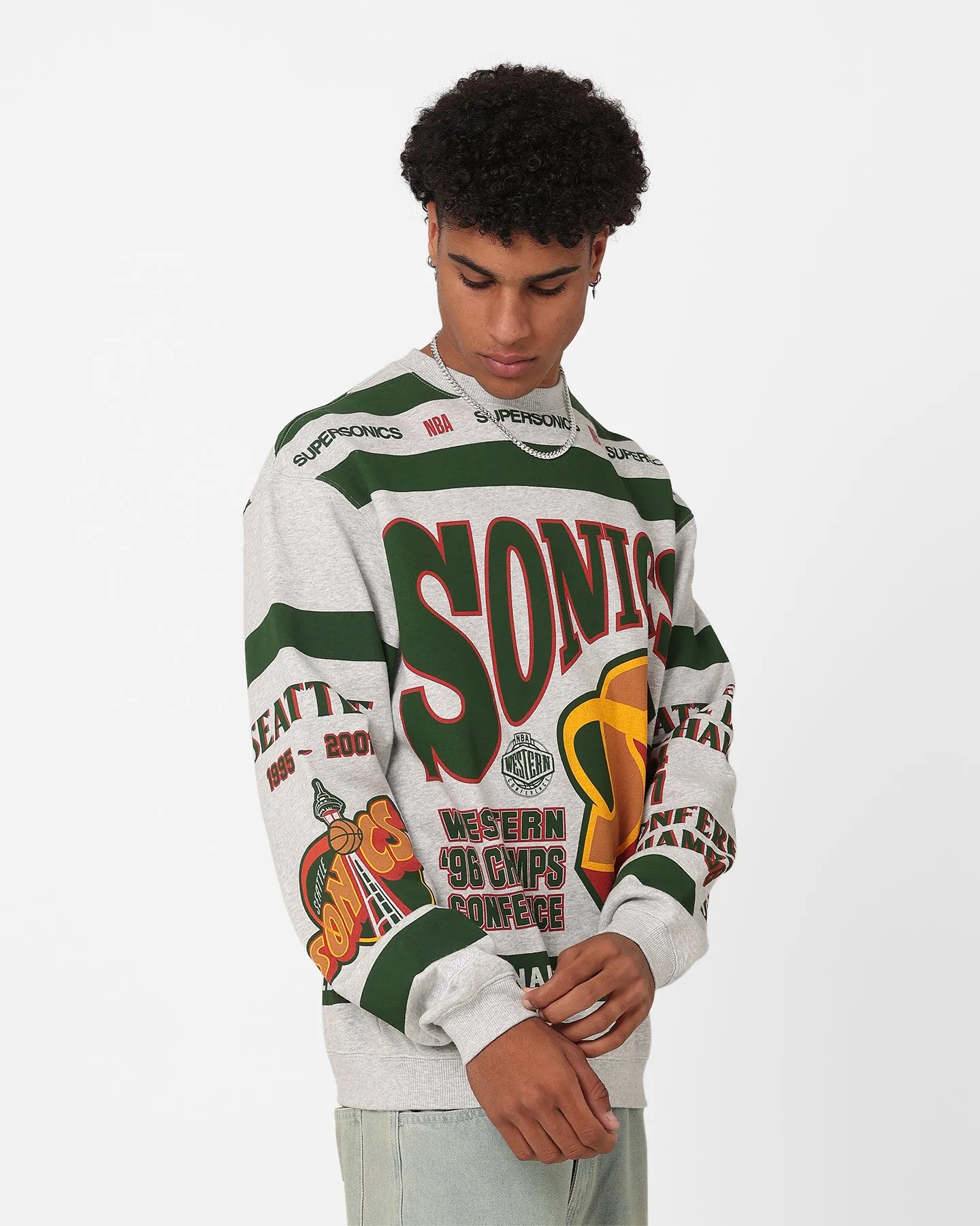 Mitchell & Ness Seattle SuperSonics League Crewneck Grey Marle