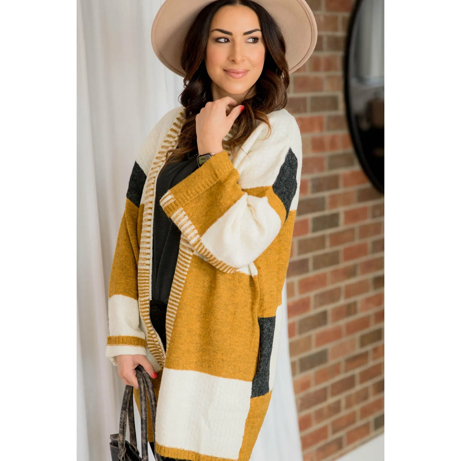 Mixed Stripe Wide Sleeve Cardigan