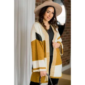 Mixed Stripe Wide Sleeve Cardigan