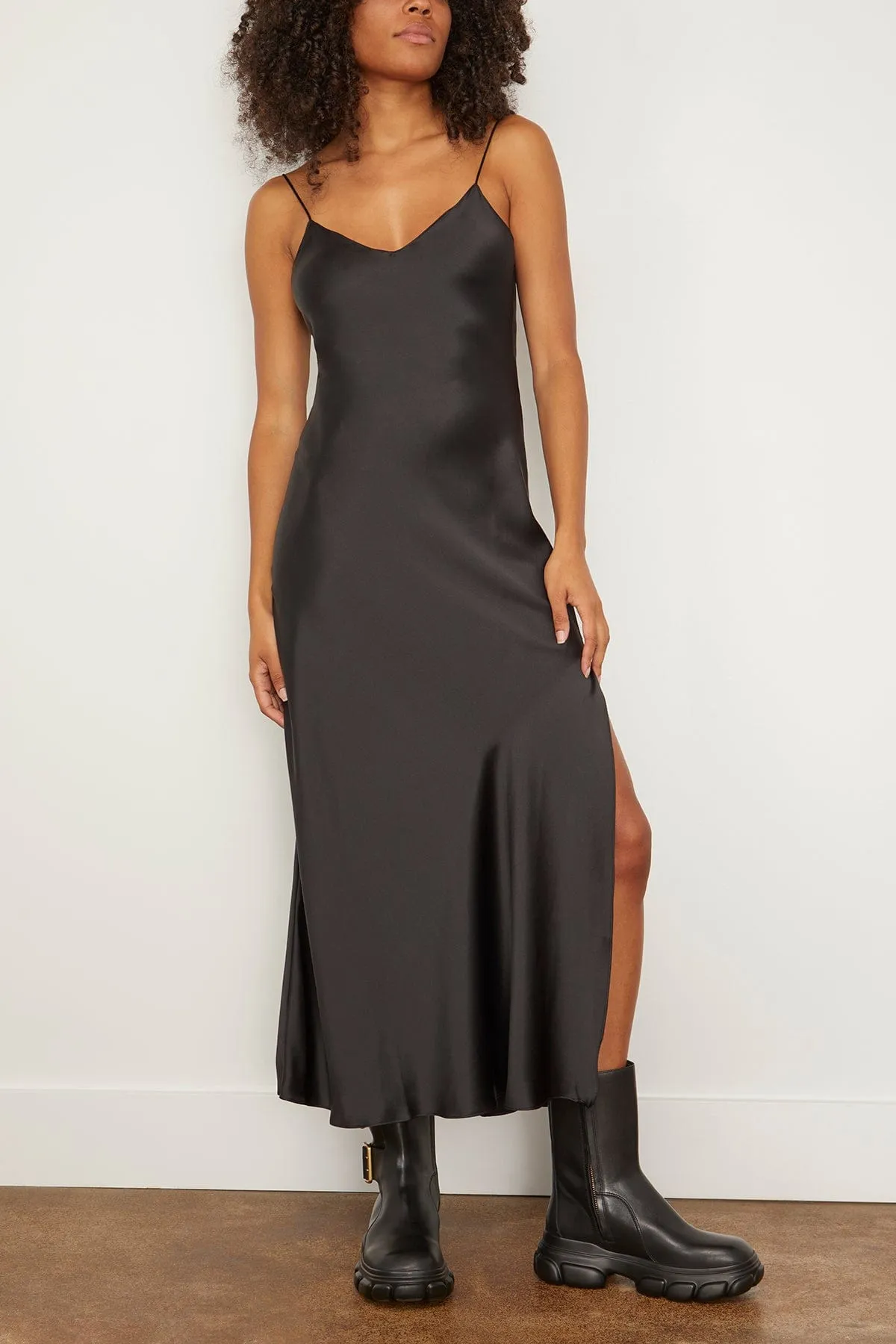 Mossy Slip Dress in Noir