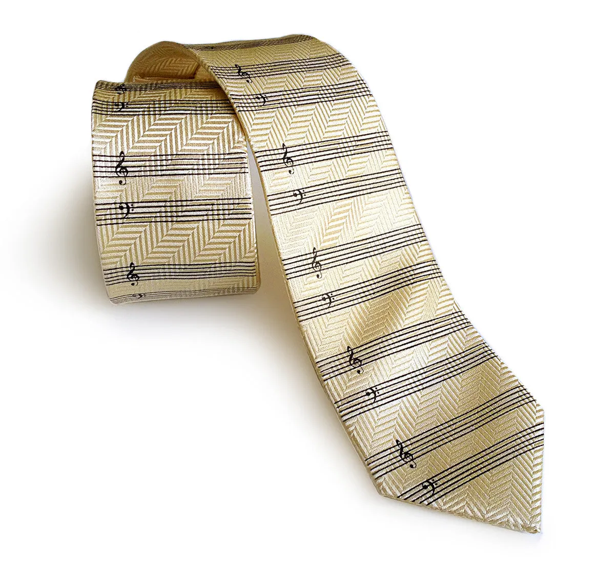 Music Manuscript Paper Necktie, herringbone silk tie