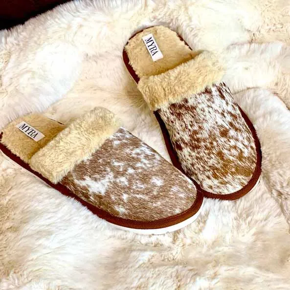 Myra Cowhide Slippers