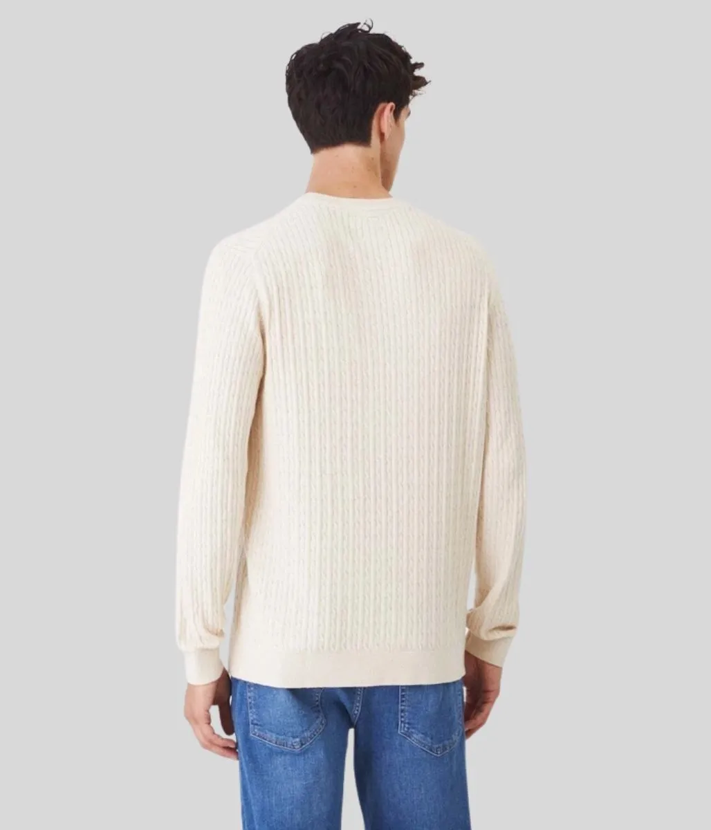 Natural Mens Wool Blend Cable Jumper