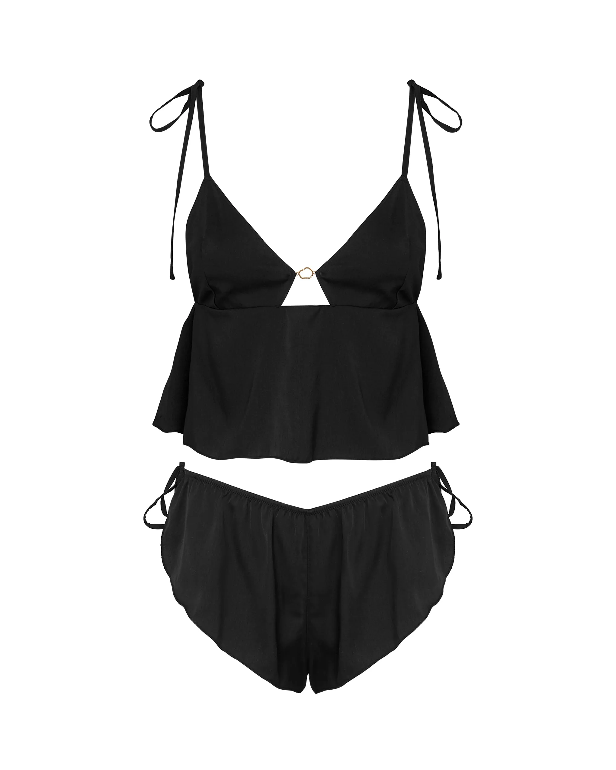 Nicole Luxury Satin Cami and Short Set Black