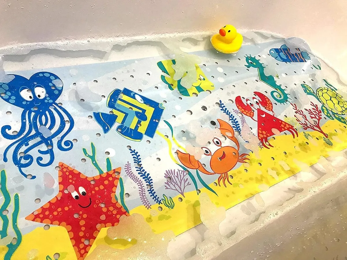 Non Slip Extra Long Ocean Scene Bath/Shower Mat for Children, 100x40cm