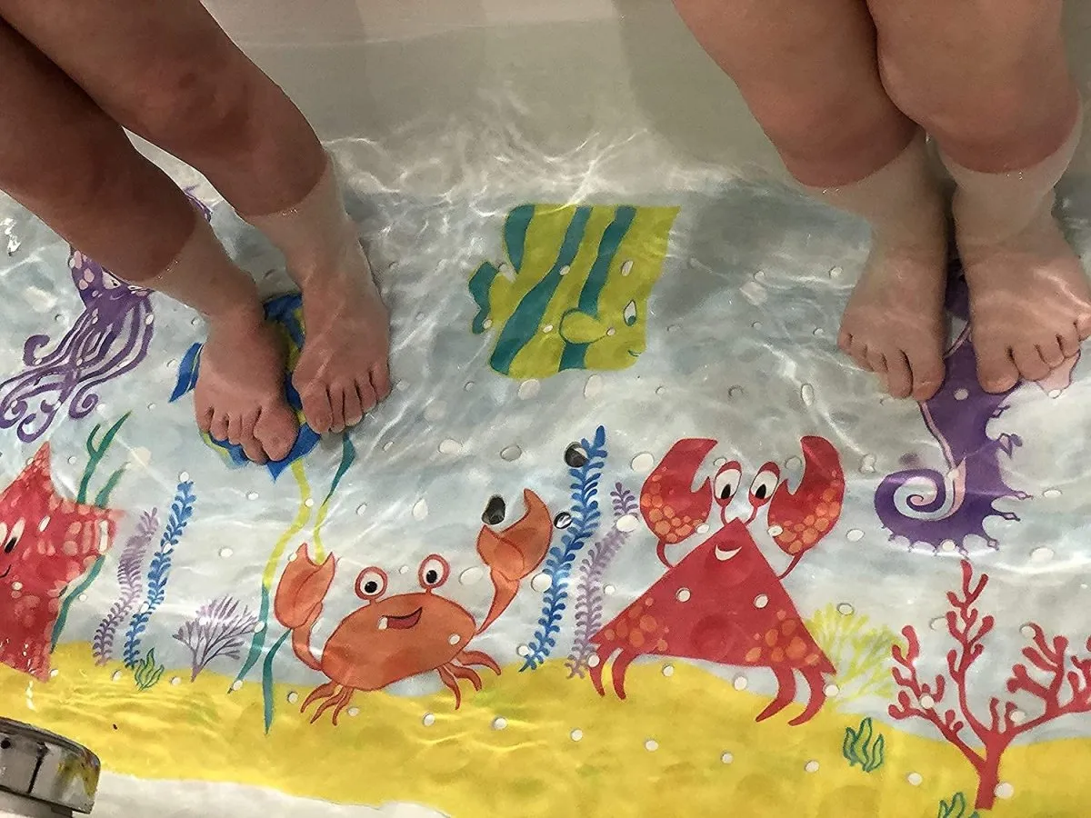 Non Slip Extra Long Ocean Scene Bath/Shower Mat for Children, 100x40cm