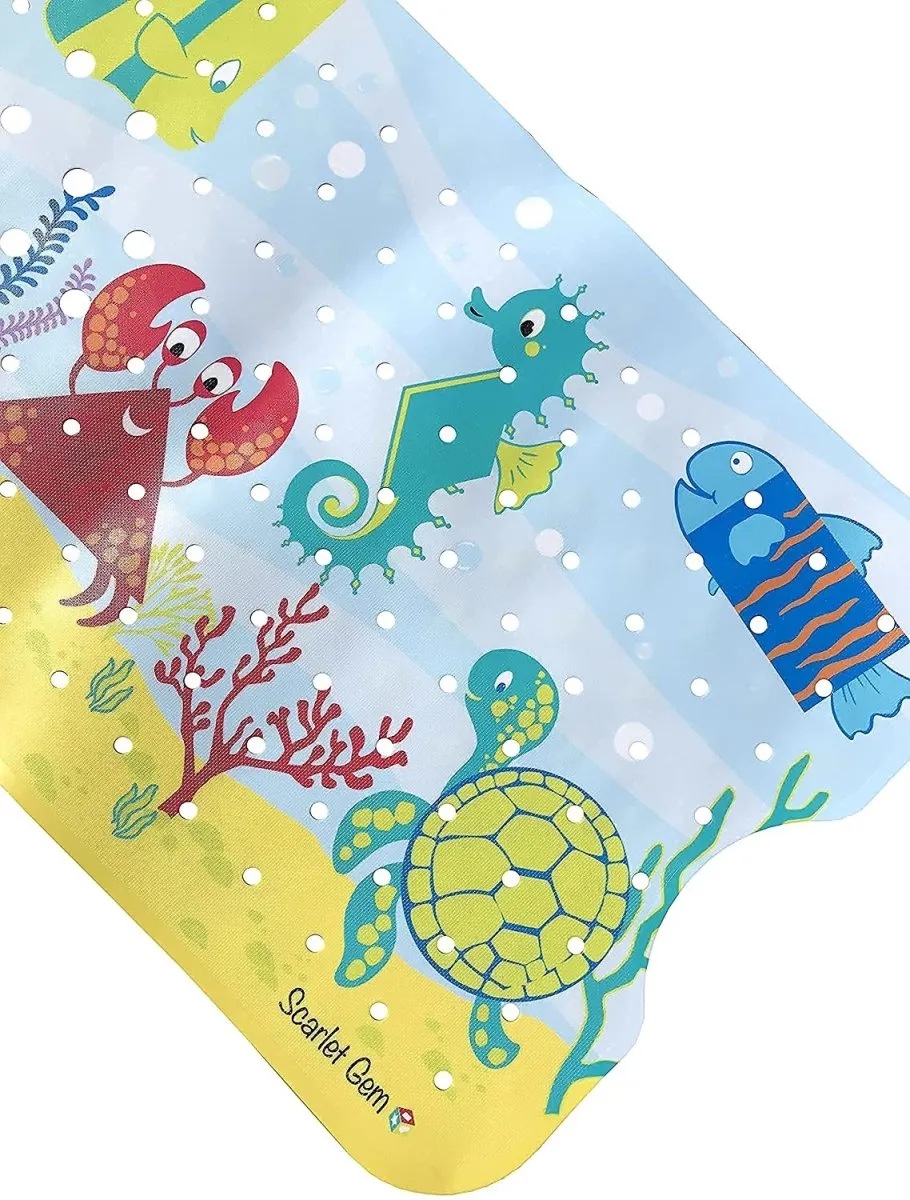 Non Slip Extra Long Ocean Scene Bath/Shower Mat for Children, 100x40cm