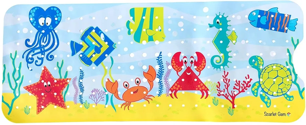 Non Slip Extra Long Ocean Scene Bath/Shower Mat for Children, 100x40cm