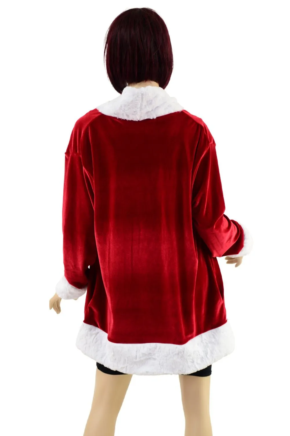 Not a Cardigan in Red Velvet with White Minky Trim