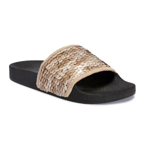 Nude Black Sequined Sliders