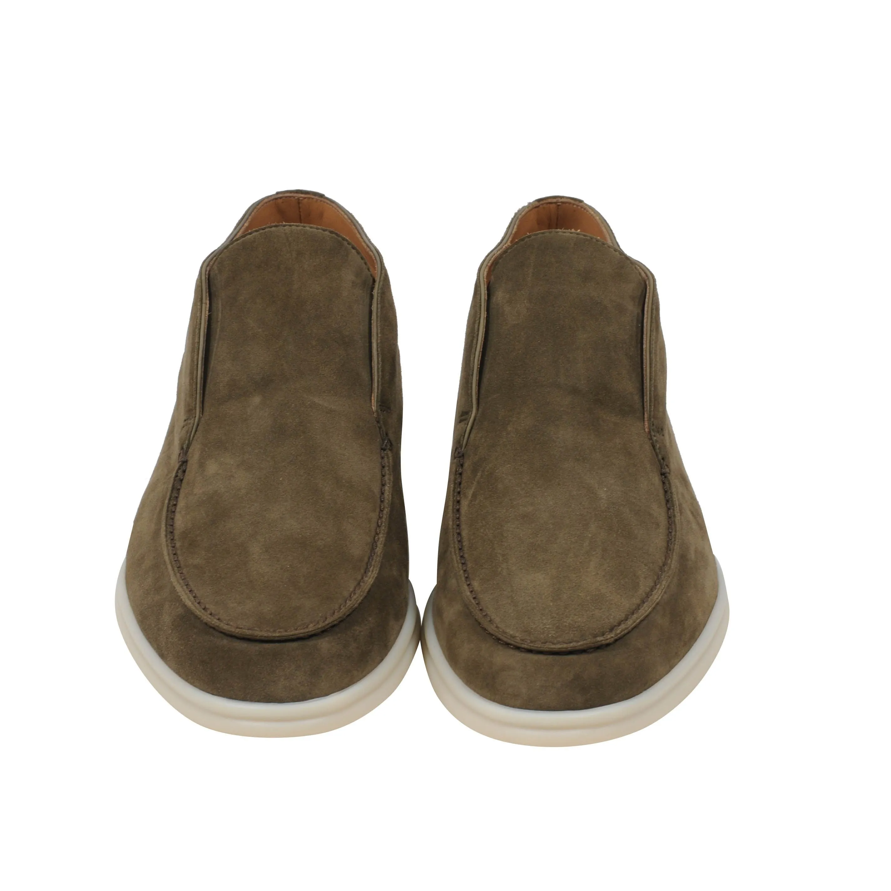 Olive Green Suede Uomo Open Walk Mid Ankle Slip On's